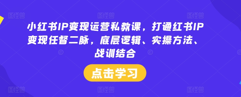 小红书IP变现运营私教课,打通红书IP变现任督二脉,底层逻辑、实操方法、战训结合-千优网创
