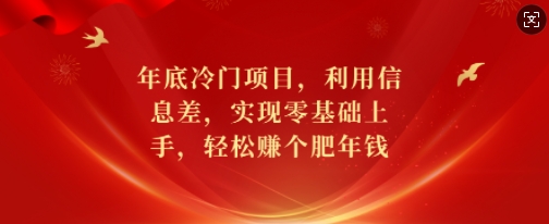 年底冷门项目，利用信息差，实现零基础上手，轻松赚个肥年钱【揭秘】-千优网创