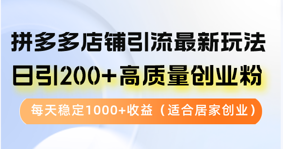 拼多多店铺引流最新玩法，日引200+高质量创业粉，每天稳定1000+收益(...-千优网创