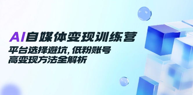 AI自媒体变现训练营，平台选择避坑，低粉账号高变现方法全解析-千优网创