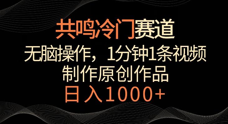 共鸣冷门赛道，无脑操作，一分钟一条视频，日入1000+【揭秘】-千优网创