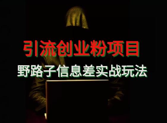 【引流创业粉】野路子信息差玩法实战教学-千优网创