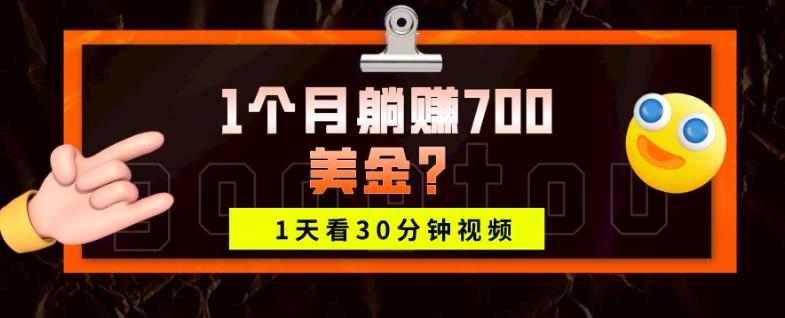 1天看30分钟视频，1个月躺赚700美金？-千优网创