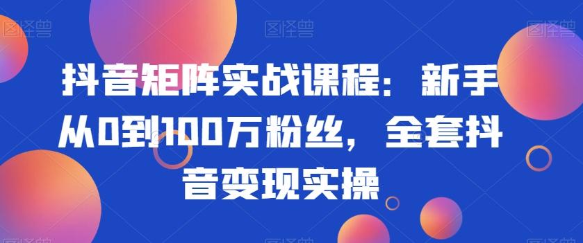 抖音矩阵实战课程：新手从0到100万粉丝，全套抖音变现实操-千优网创