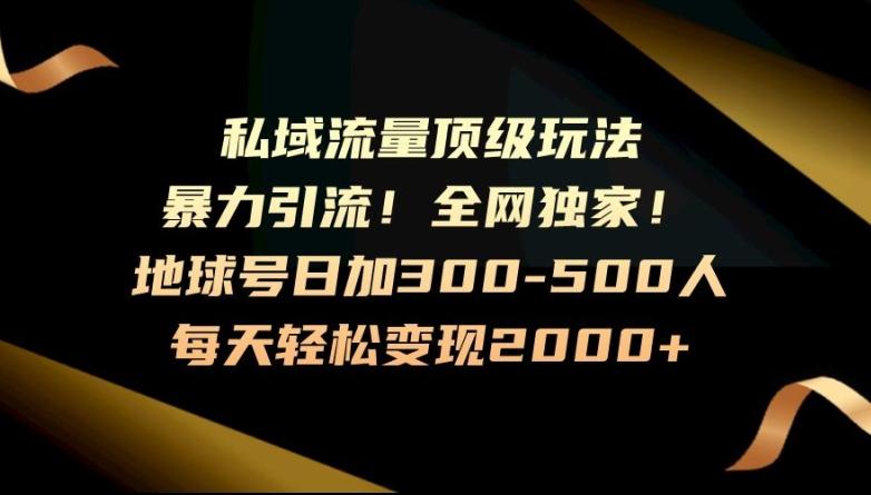 暴力引流，全网独家，地球号日加300-500人，私域流量顶级玩法，每天轻松变现2000+-千优网创