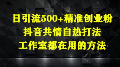 日引流500+精准创业粉，抖音共情自热打法，工作室都在用的方法-千优网创