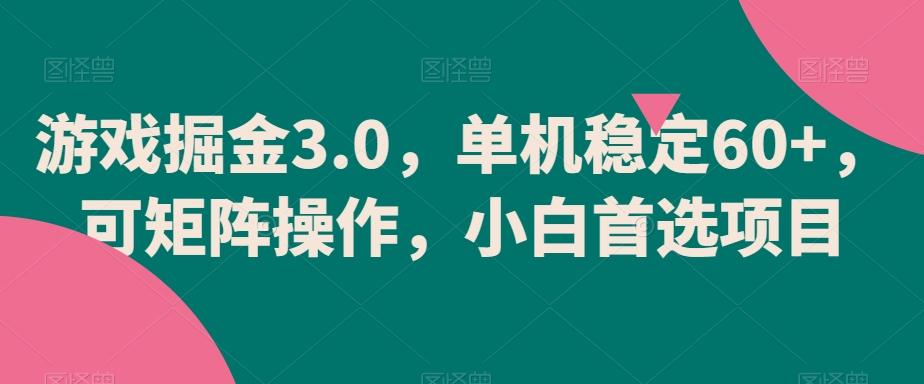 游戏掘金3.0，单机稳定60+，可矩阵操作，小白首选项目【揭秘】-千优网创