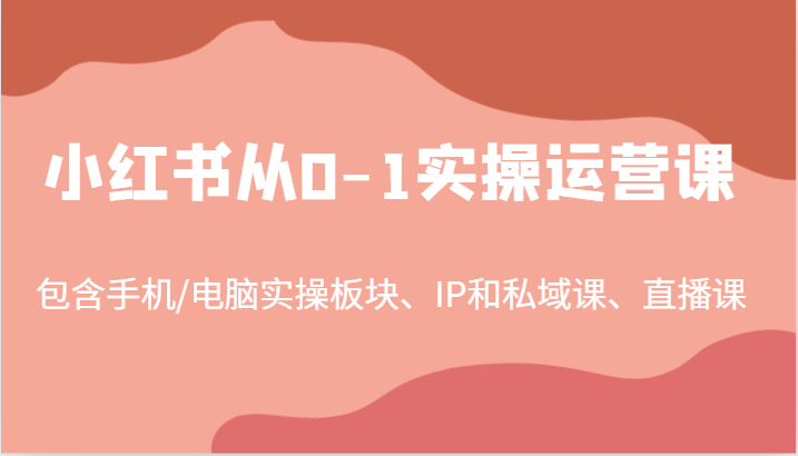 小红书从0-1实操运营课，包含手机/电脑实操板块、IP和私域课、直播课(97节)-千优网创