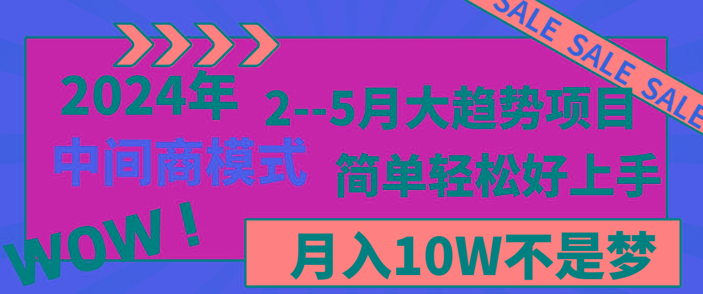 2024年2--5月大趋势项目，利用中间商模式，简单轻松好上手，轻松月入10W...-千优网创