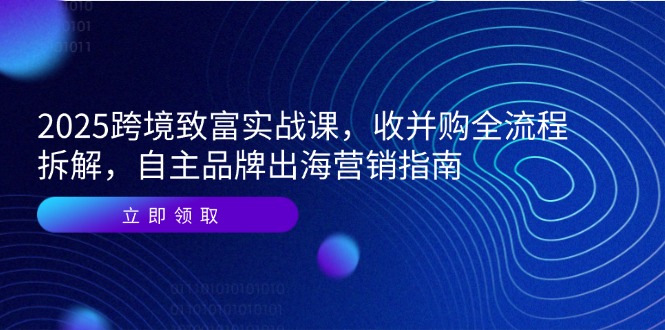 2025跨境致富实战课，收并购全流程拆解，自主品牌出海营销指南-千优网创