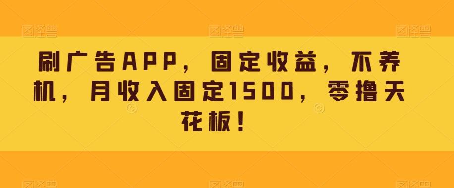 刷广告APP，固定收益，不养机，月收入固定1500，零撸天花板！-千优网创