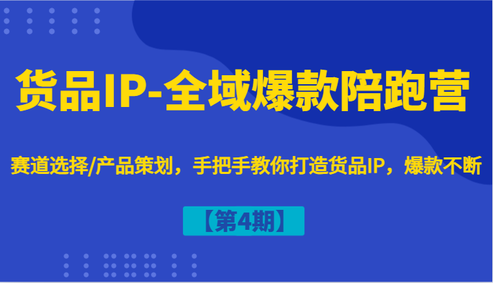 货品IP-全域爆款陪跑营【第4期】赛道选择/产品策划，手把手教你打造货品IP，爆款不断-千优网创