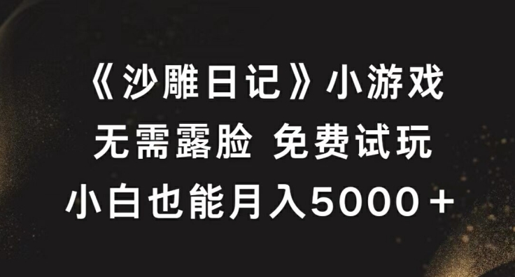 《沙雕日记》小游戏，无需露脸免费试玩，小白也能月入5000+【揭秘】-千优网创
