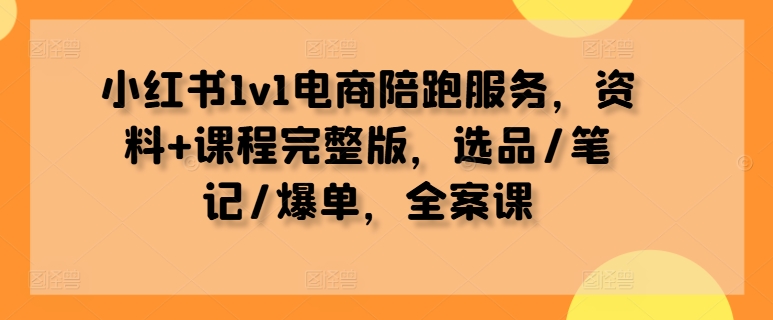 小红书1v1电商陪跑服务，资料+课程完整版，选品/笔记/爆单，全案课-千优网创