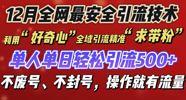 12 月份全网最安全引流创业粉技术来袭，不封号不废号，有操作就有流量【揭秘】-千优网创