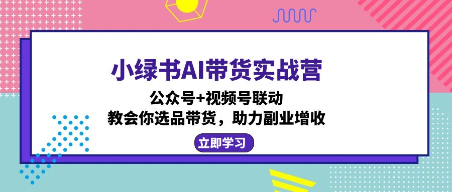 小绿书AI带货实战营:公众号+视频号联动,教会你选品带货,助力副业增收-千优网创
