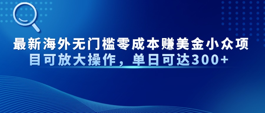 最新海外无门槛零成本赚美金小众项目可放大操作，单日可达300+-千优网创