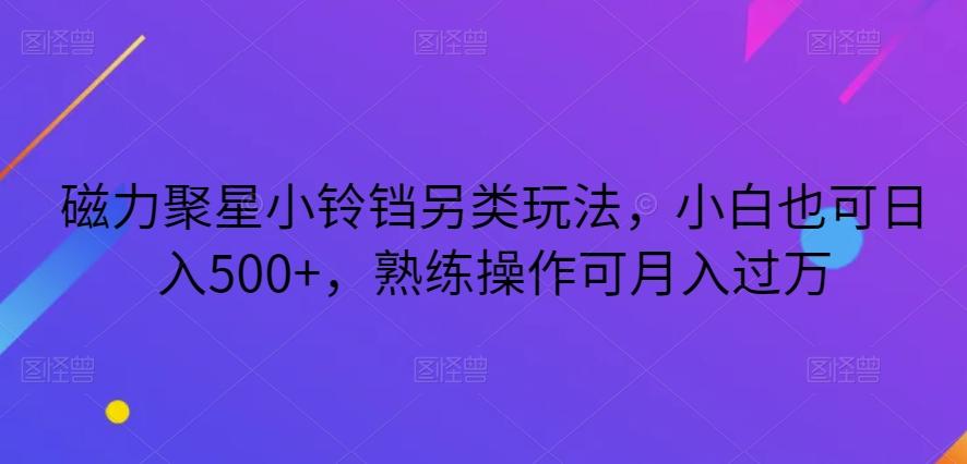 磁力聚星小铃铛另类玩法,小白也可日入500+,熟练操作可月入过万-千优网创