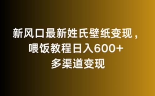 新风口最新姓氏壁纸变现，喂饭教程日入600+【揭秘】-千优网创