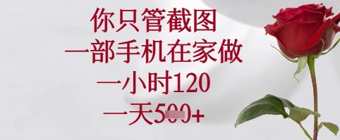 你只管截图，一部手机在家可以做，一小时120.一天5张+【揭秘】-千优网创