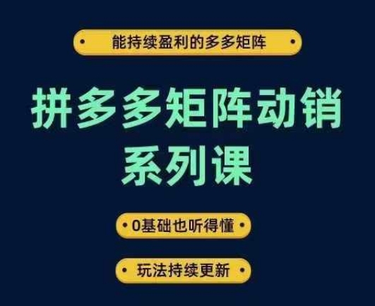 拼多多矩阵动销系列课，能持续盈利的多多矩阵，0基础也听得懂，玩法持续更新-千优网创