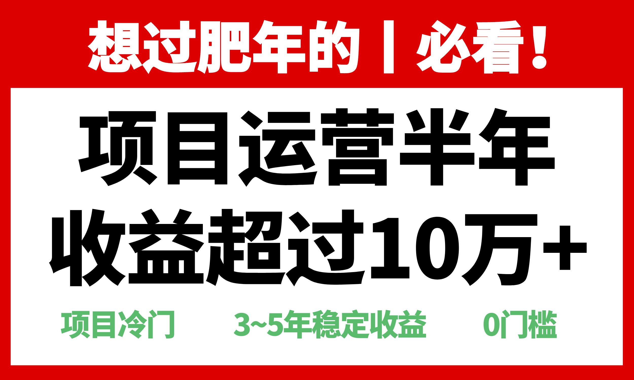 年前过肥年的必看的超冷门项目，半年收益超过10万+，-千优网创