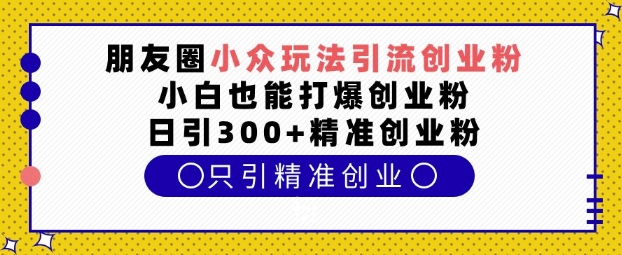 朋友圈小众玩法引流创业粉，小白也能打爆创业粉，日引300+精准创业粉【揭秘】-千优网创