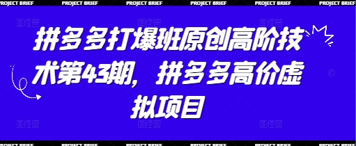 拼多多打爆班原创高阶技术第43期，拼多多高价虚拟项目-千优网创