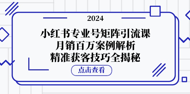 小红书专业号矩阵引流课，月销百万案例解析，精准获客技巧全揭秘-千优网创