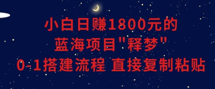 小白能日赚1800元的蓝海项目”释梦”0-1搭建流程可直接复制粘贴长期做【揭秘】-千优网创