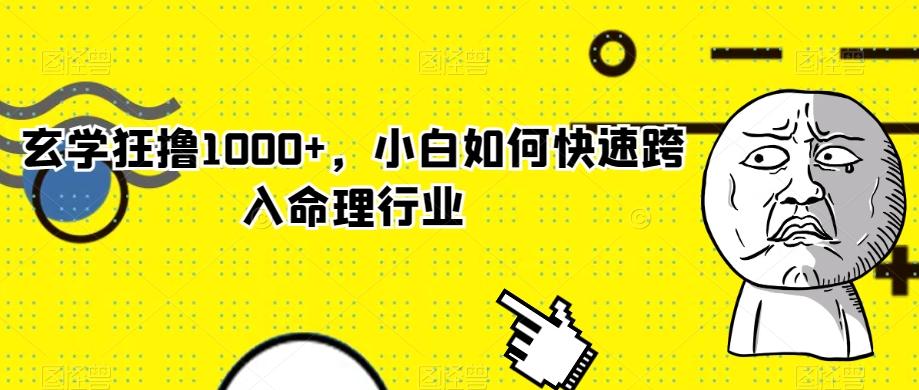 玄学狂撸1000+,小白如何快速跨入命理行业-千优网创