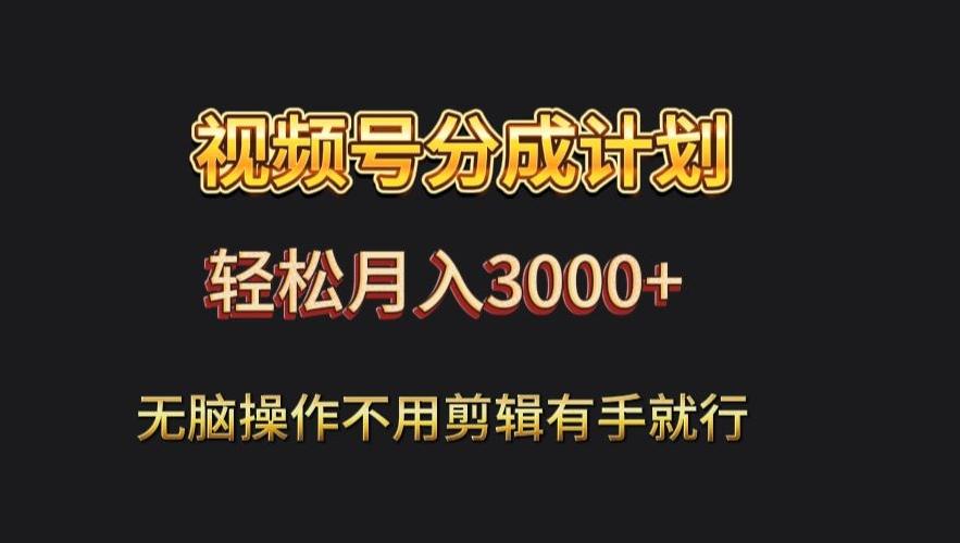 视频号流量分成,不用剪辑,有手就行,轻松月入2000+-千优网创