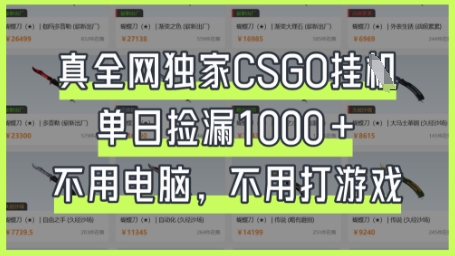 真全网独家CSGO挂G，单日捡漏1k+【揭秘】-千优网创