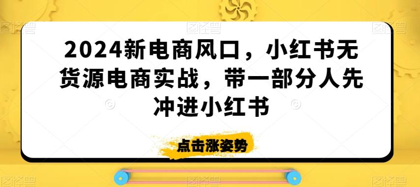 2024新电商风口，小红书无货源电商实战，带一部分人先冲进小红书-千优网创