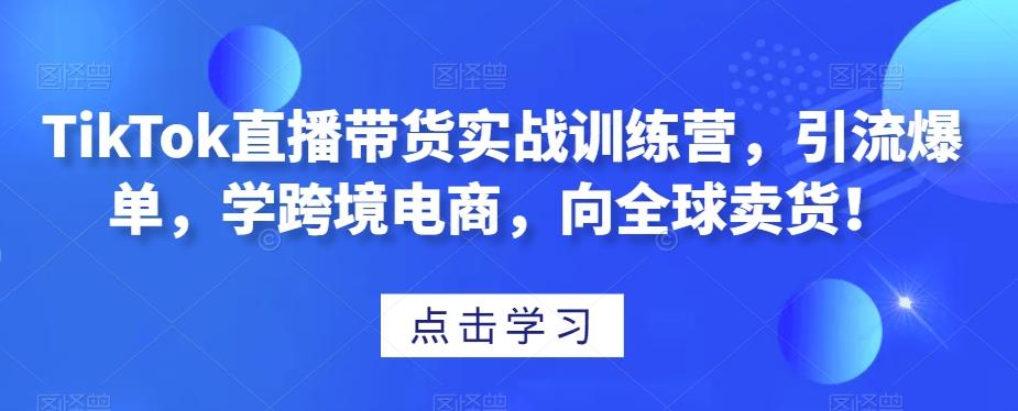 TikTok直播带货实战训练营，引流爆单，学跨境电商，向全球卖货！-千优网创