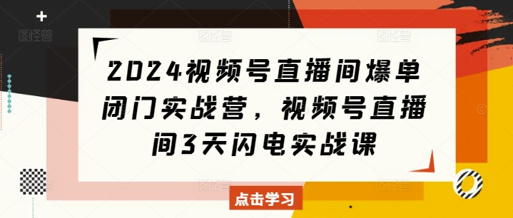 2024视频号直播间爆单闭门实战营，视频号直播间3天闪电实战课-千优网创