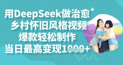 用DeepSeek做治愈乡村怀旧风格视频，爆款轻松制作，当日最高变现多张-千优网创