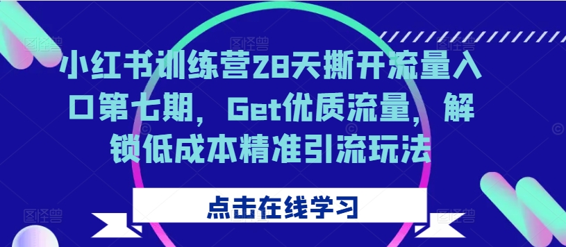 小红书训练营28天撕开流量入口第七期，Get优质流量，解锁低成本精准引流玩法-千优网创