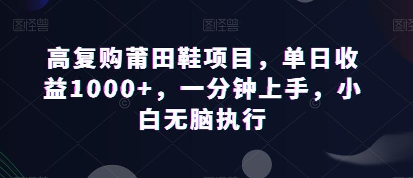 高复购莆田鞋项目，单日收益1000+，一分钟上手，小白无脑执行-千优网创