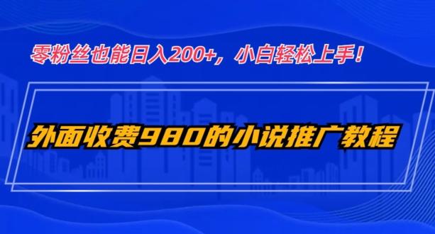 外面收费980的小说推广教程：零粉丝也能日入200+，小白轻松上手！-千优网创